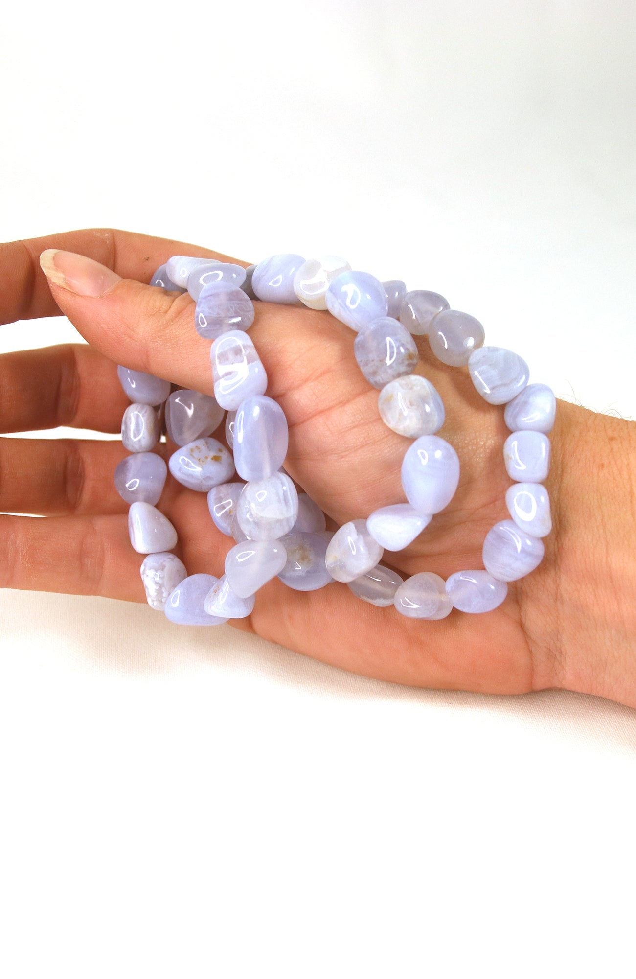 Blue Lace Agate Tumbled Stone Bracelet